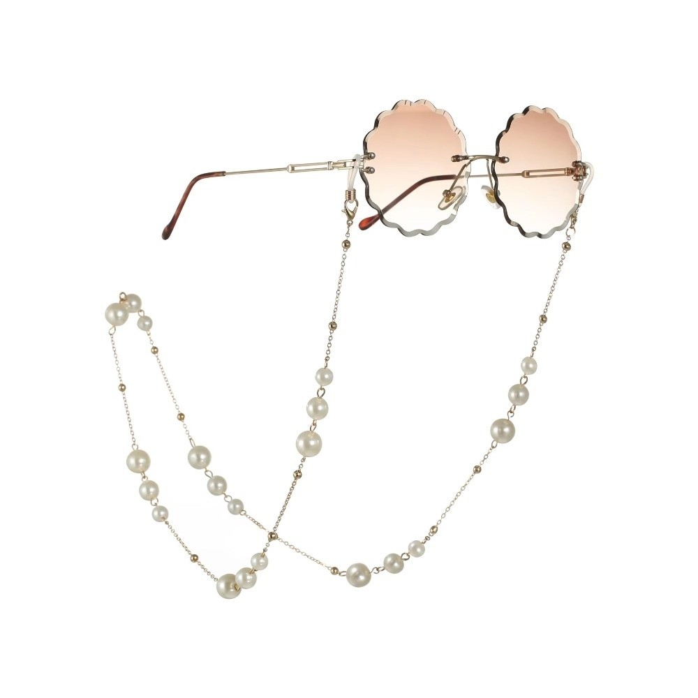 Mask Lanyard Adjustable - سلسلة نظارات عصرية مزينة باللؤلؤ، حبل